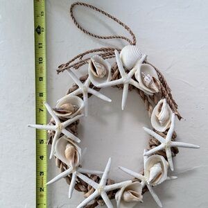 Coastal Starfish and Shell Wreath - White and Tan